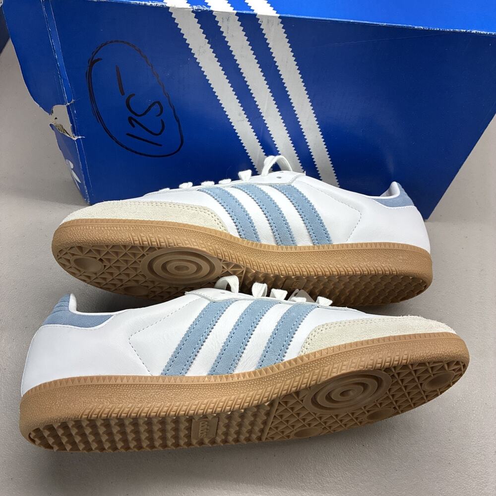 New Adidas JS1391 Women's Samba OG Size 11 White Alumina Ash Blue Sneakers - Picture 2 of 8
